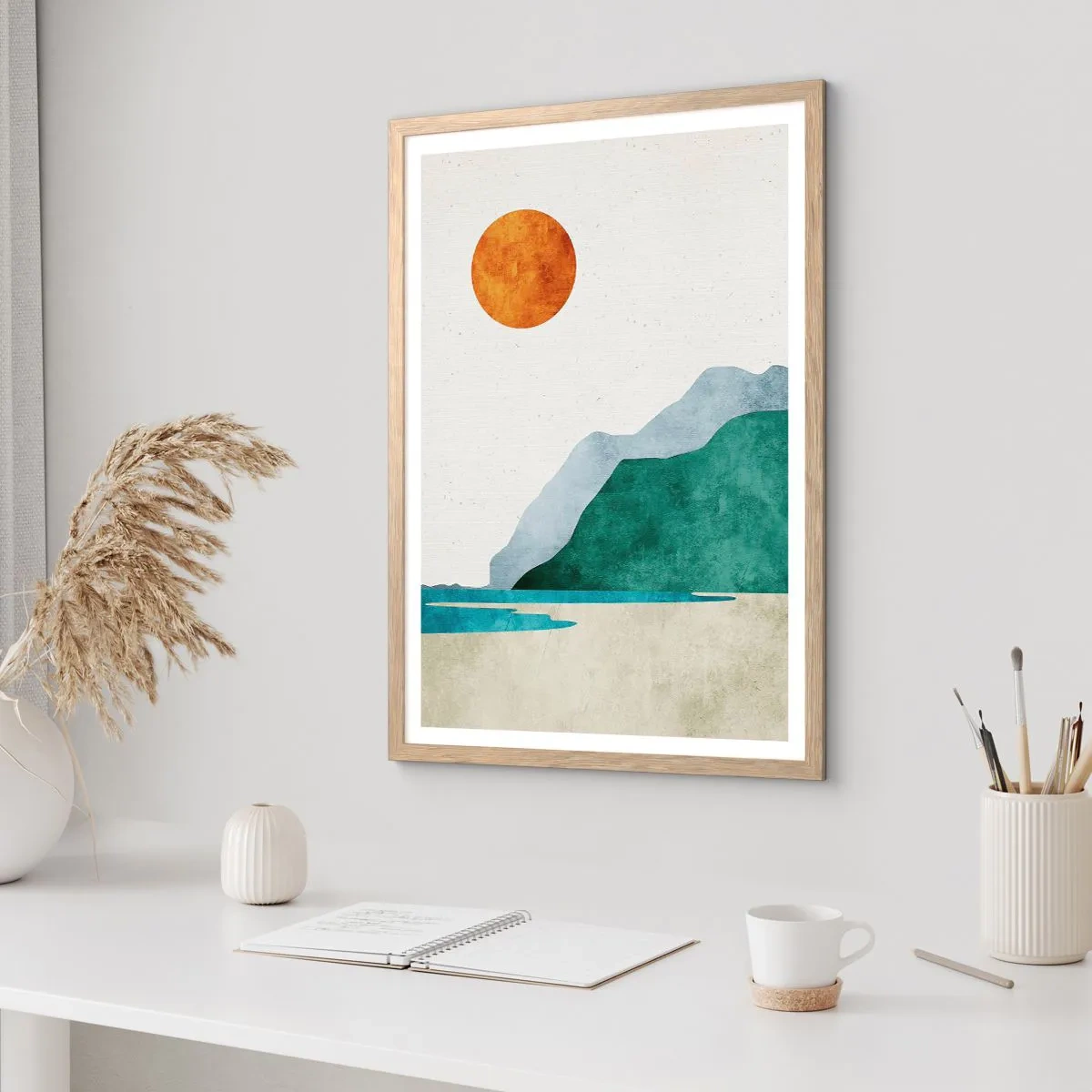 Plagát v ráme zo svetlého duba - Jednoducho ideálna krajina - 61x91 cm