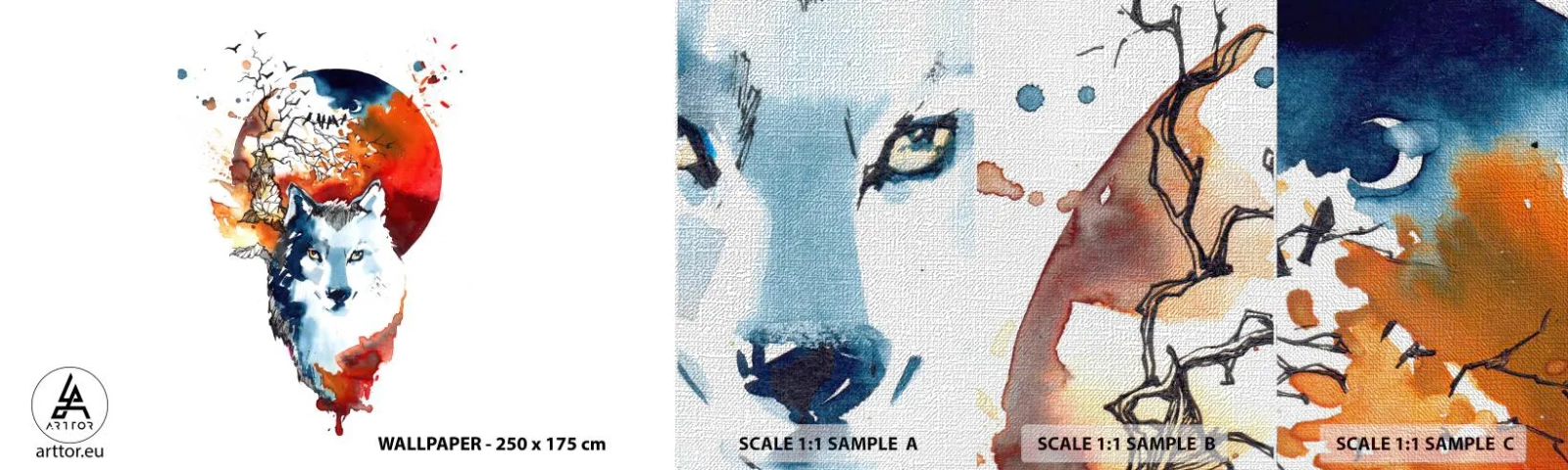 Vzorka fototapety Premium Canvas - Nosom na skle - Abstrakcia, Zvieratá, Wolf - 100x30 cm