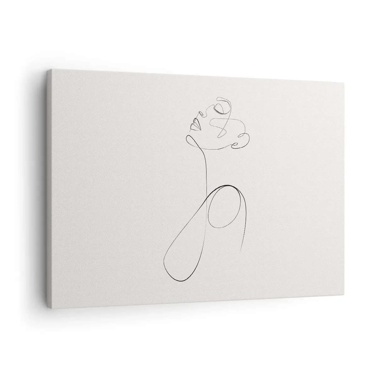 Obraz na plátne - Minimalistická linková grafika, náčrt tváre na bielom pozadí - 70x50cm - Zamotaná v snoch - Moderná nástenná dekorácia do obývacej izby a spálne ARTTOR