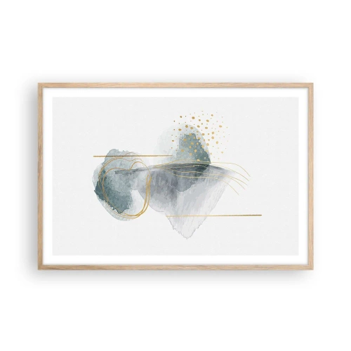 Plagát v ráme zo svetlého duba - O vzťahu medzi šedou a zlatou - 91x61 cm