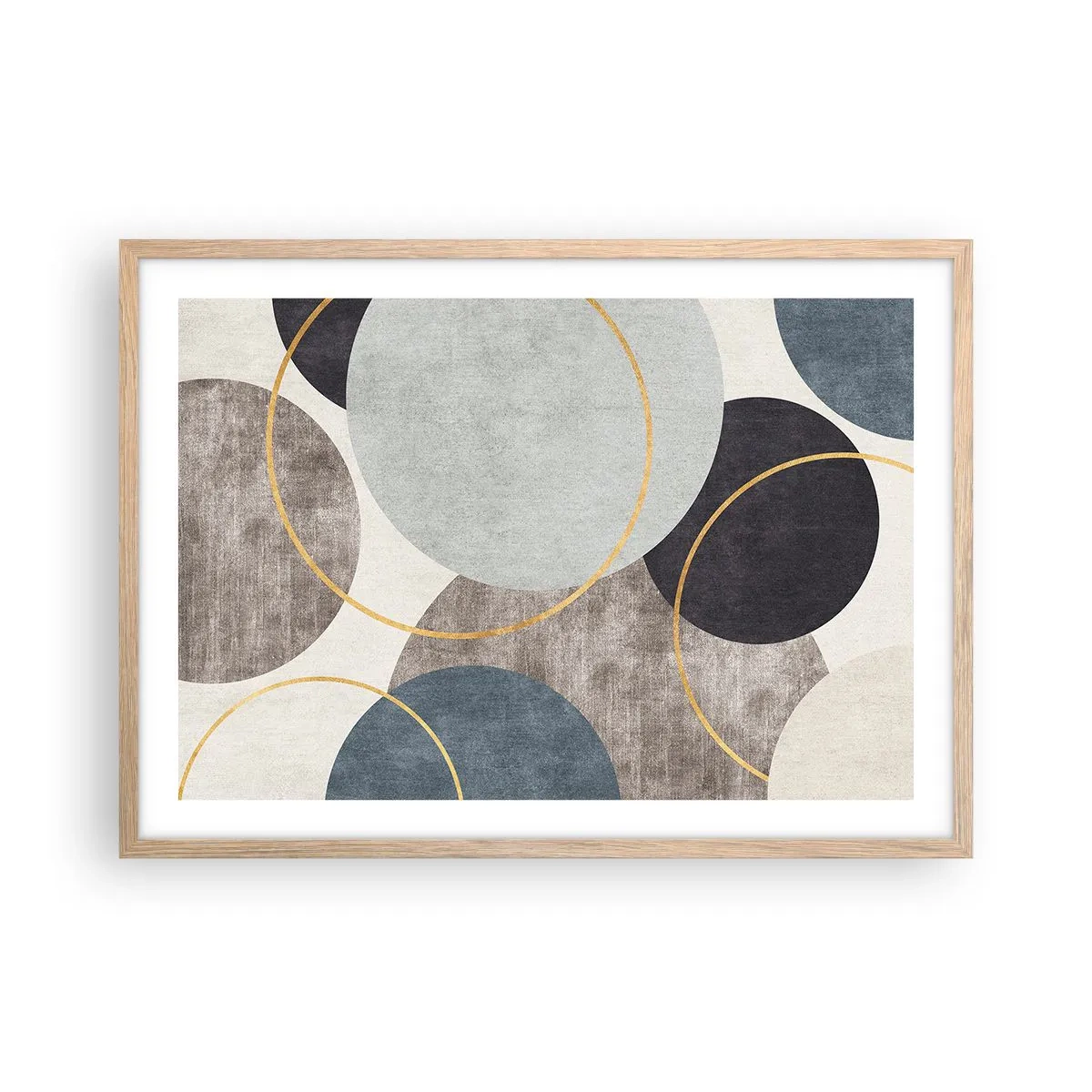 Plagát v ráme zo svetlého duba - Kruh za kruhom - 70x50 cm