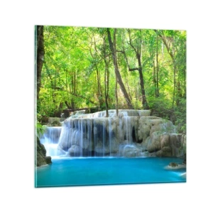 Obraz na skle - Utopiť v tyrkyse a zeleni - 40x40 cm