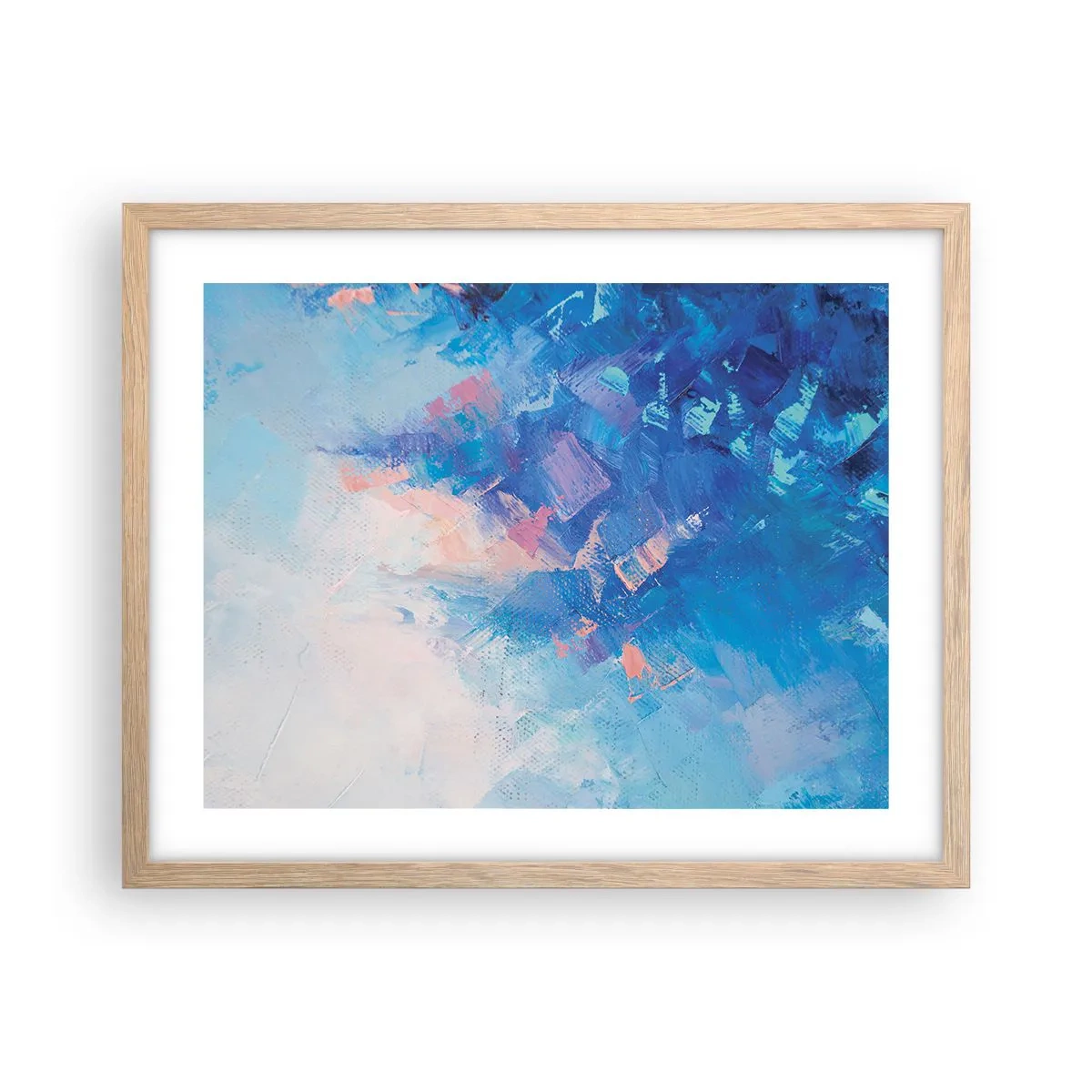 Plagát v ráme zo svetlého duba - Zimná abstrakcia - 50x40 cm