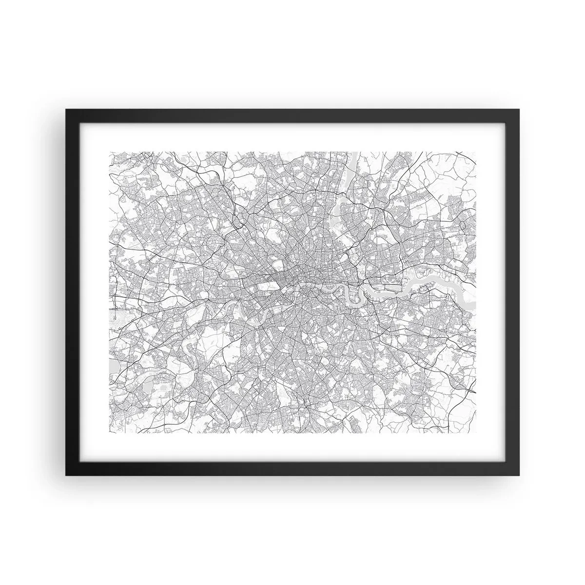 Plagát v čiernom ráme - Mapa londýnskeho labyrintu - 50x40 cm