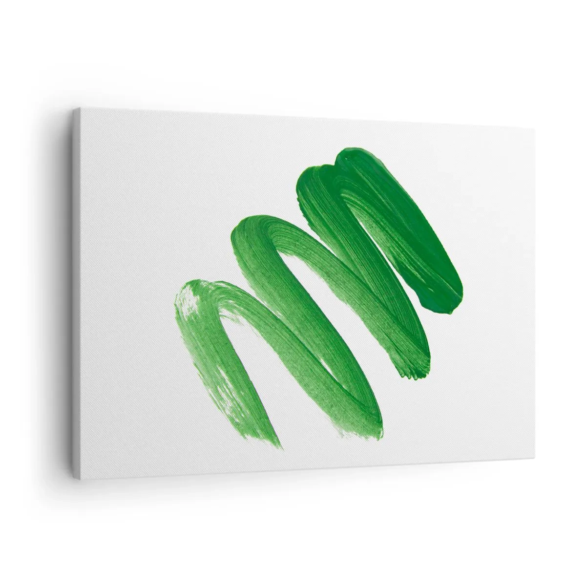 Obraz na plátne - Zelený abstraktný ťah štetcom na bielom pozadí - 70x50cm - Zelený žart - Moderná nástenná dekorácia do obývacej izby a spálne ARTTOR