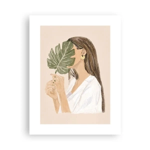 Plagát - Tajomný portrét s vejárom - 30x40 cm