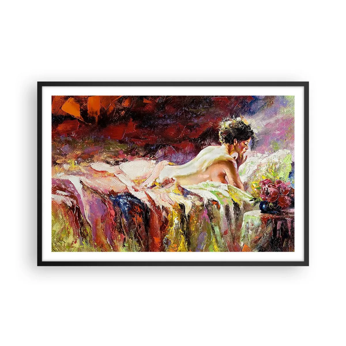 Plagát v čiernom ráme - Zamyslená Venuša - 91x61 cm