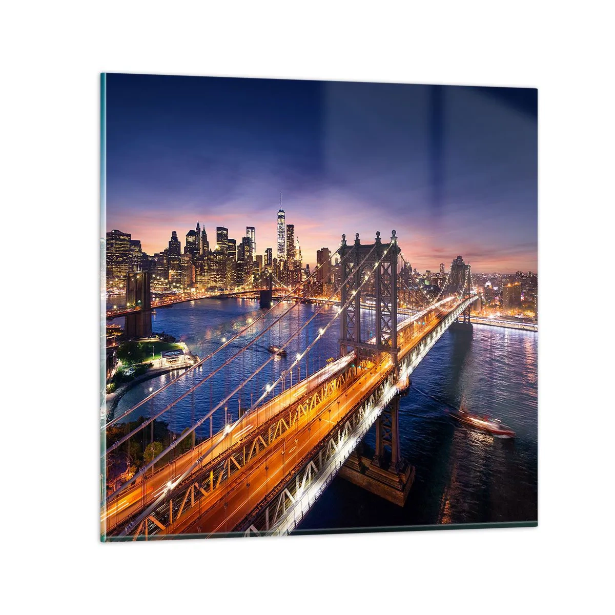 Obraz na skle - Žiariaci most do srdca mesta - 40x40 cm