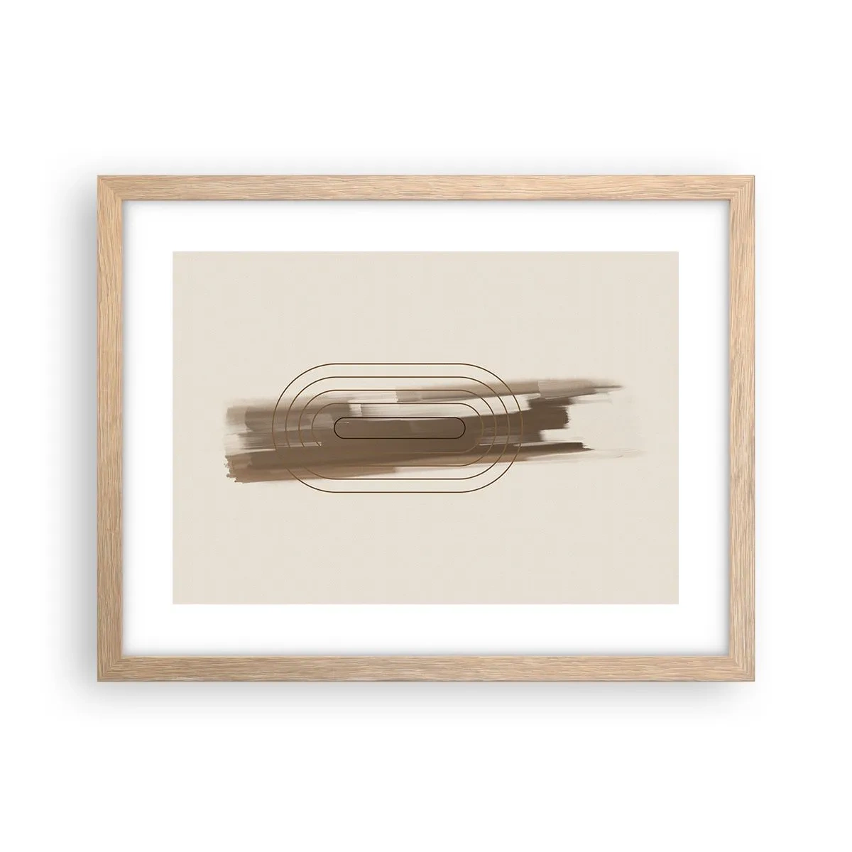 Plagát v ráme zo svetlého duba - Závan šedej - 40x30 cm