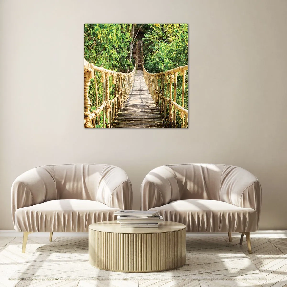 Obraz na skle - Zavesený v zelenej - 30x30 cm