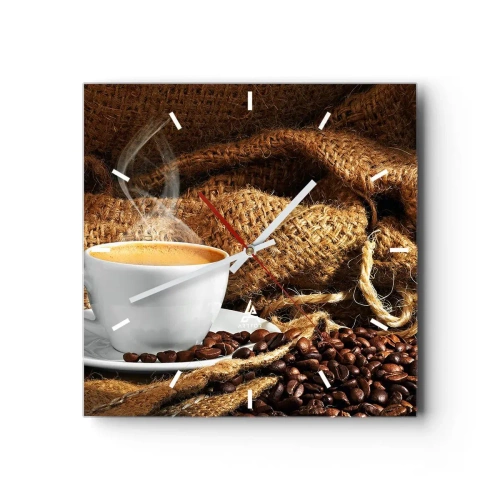 Nástenné hodiny - Vôňa moky a hustota medovej tekutiny - 30x30 cm