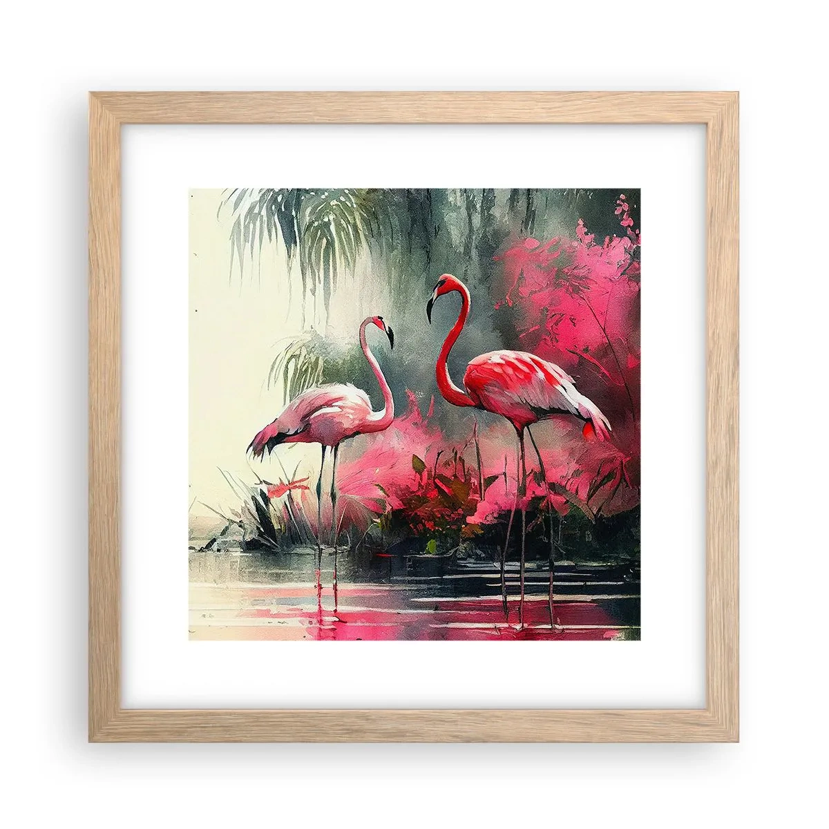 Plagát v ráme zo svetlého duba - Hodiny prírodného kúzla - 30x30 cm