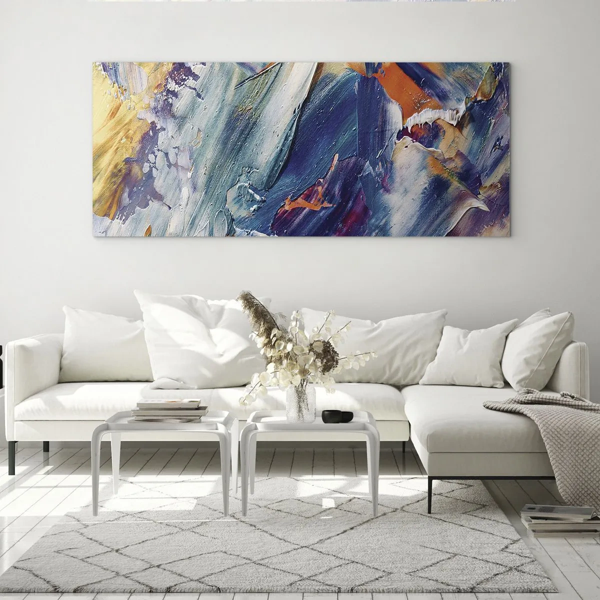 Obraz na skle - Chaos farieb - 140x50 cm