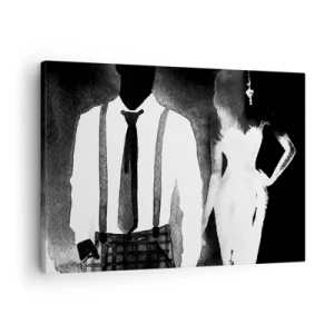 Obraz na plátne - Postavy v štýle noir, čiernobiela elegancia a tajomno - 70x50cm - V štýle noir - Moderná nástenná dekorácia do obývacej izby a spálne ARTTOR
