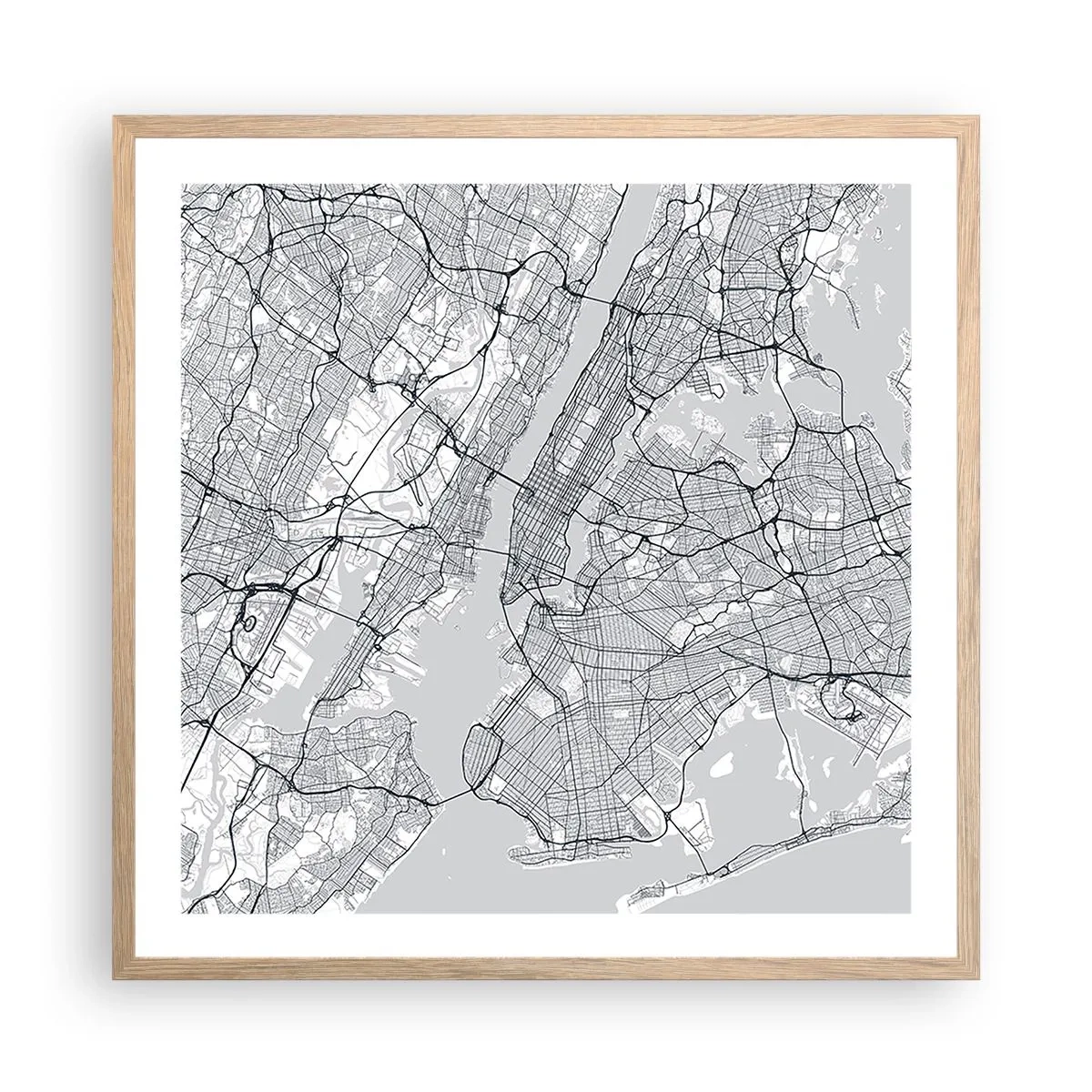 Plagát v ráme zo svetlého duba - Anatómia metropoly - 60x60 cm