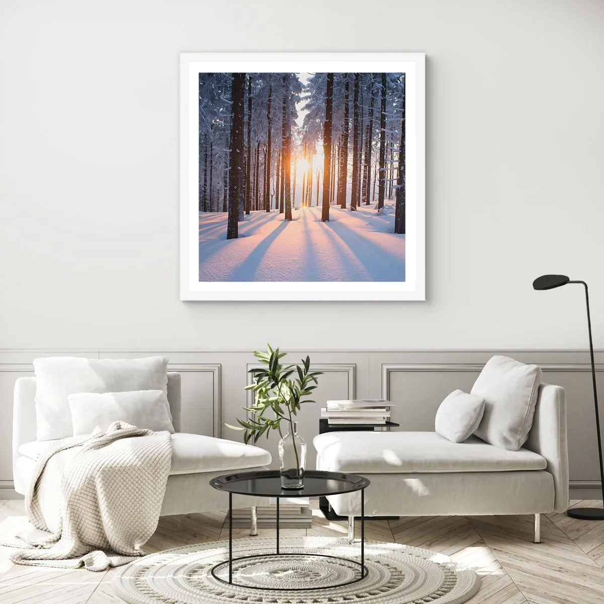 Plagát v bielom ráme - Jasne čierne na bielom - 40x40 cm