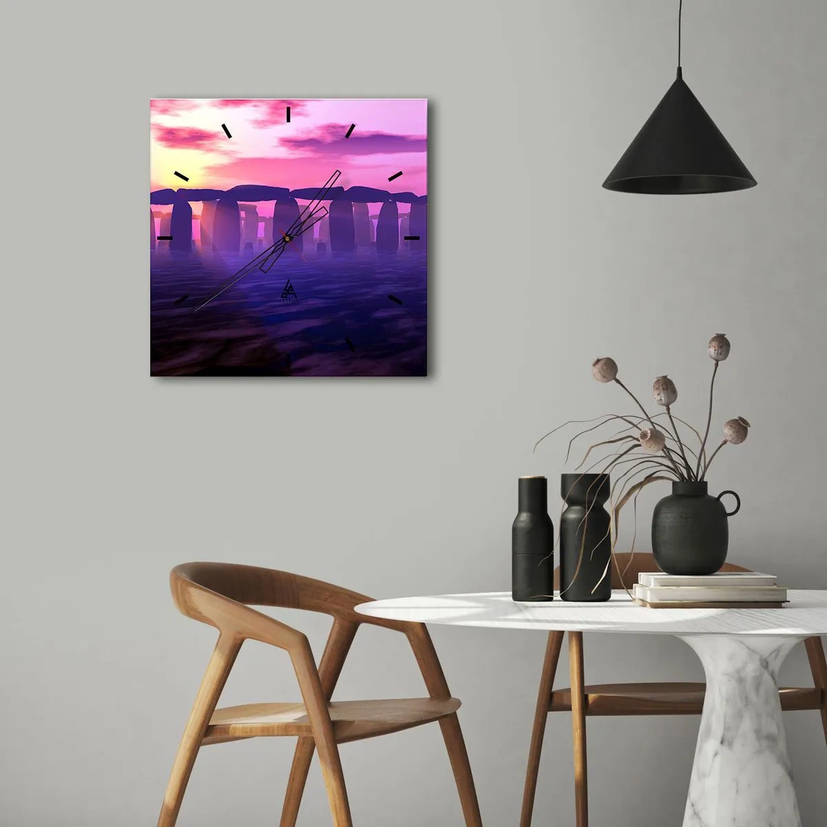 Nástenné hodiny - Tajomstvo za svitania v hmle - 40x40 cm