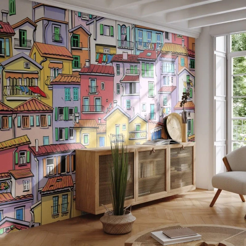 Fototapeta Premium Canvas - Veselé mesto - Mesto, Nájomné domy, Domy - 250x175 cm