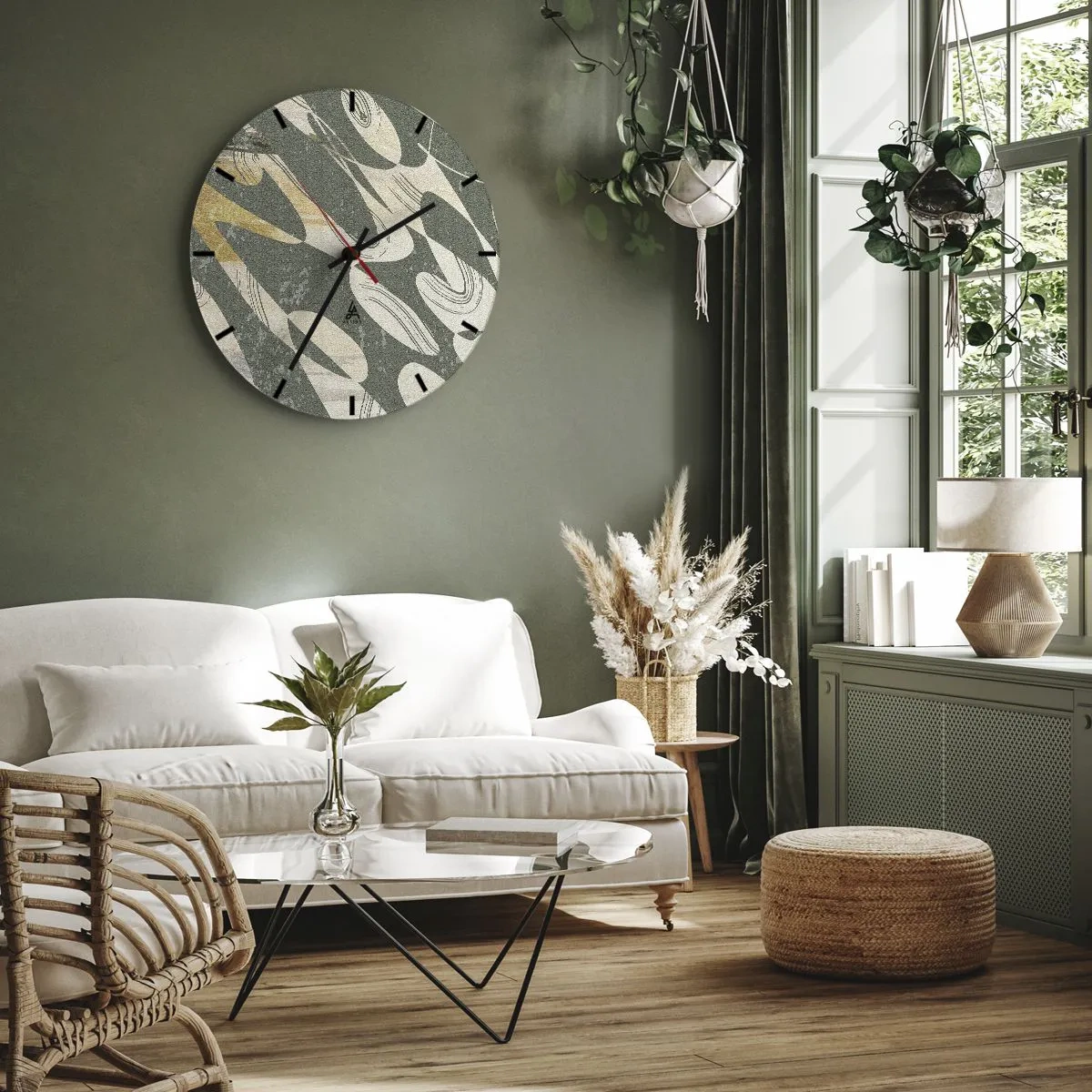 Nástenné hodiny - Rytmizovaná abstrakcia - 30x30 cm