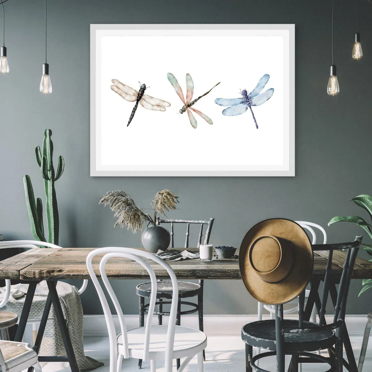 Plagát v bielom ráme - Beztiažové vážky - 100x70 cm