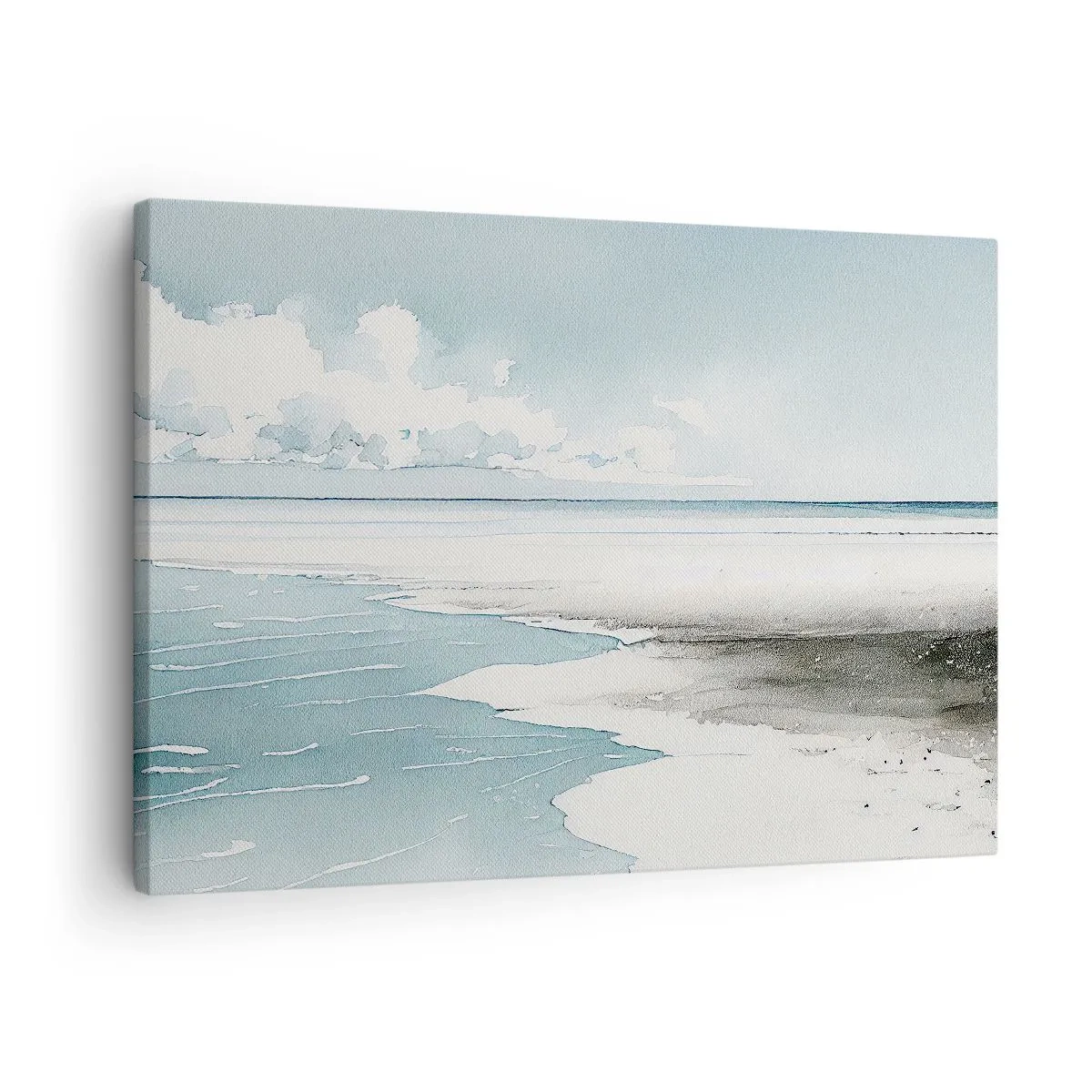 Obraz na plátne - Pokojné more a pláž vo svetlých odtieňoch modrej - 70x50cm - Jemný príliv - Moderná nástenná dekorácia do obývacej izby a spálne ARTTOR