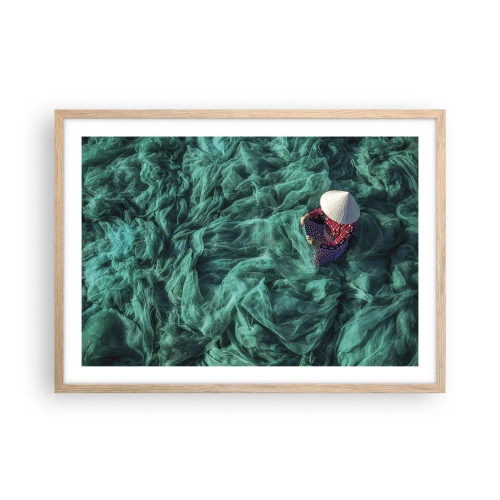 Plagát v ráme zo svetlého duba - V mori sietí - 70x50 cm