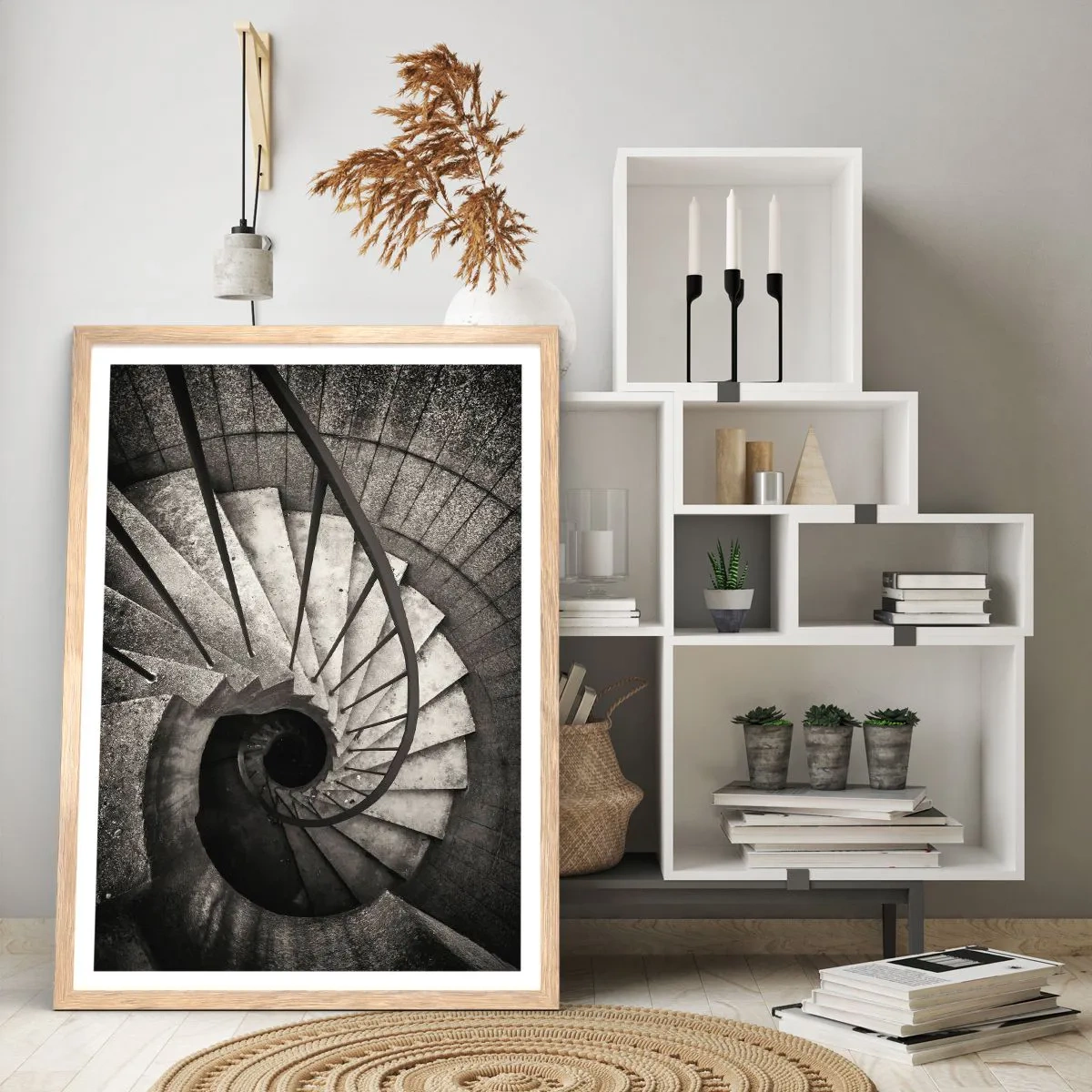 Plagát v ráme zo svetlého duba - Hore po schodoch, dole po schodoch - 61x91 cm