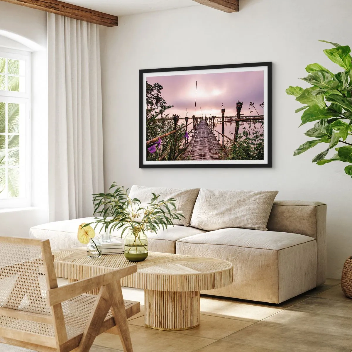 Plagát v čiernom ráme - Pokoj a pohoda Ázie - 70x50 cm