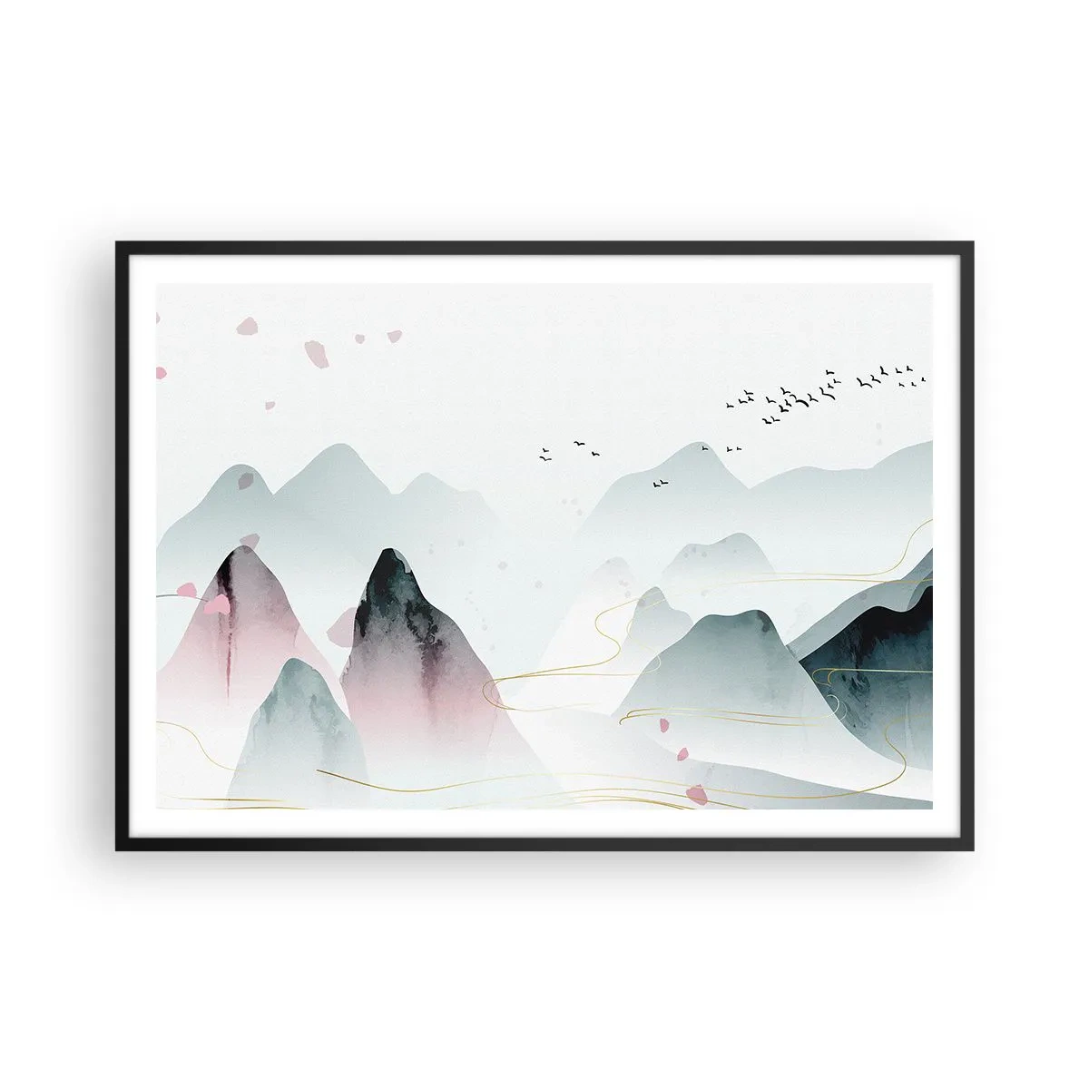 Plagát v čiernom ráme - Cez vrcholy - 100x70 cm