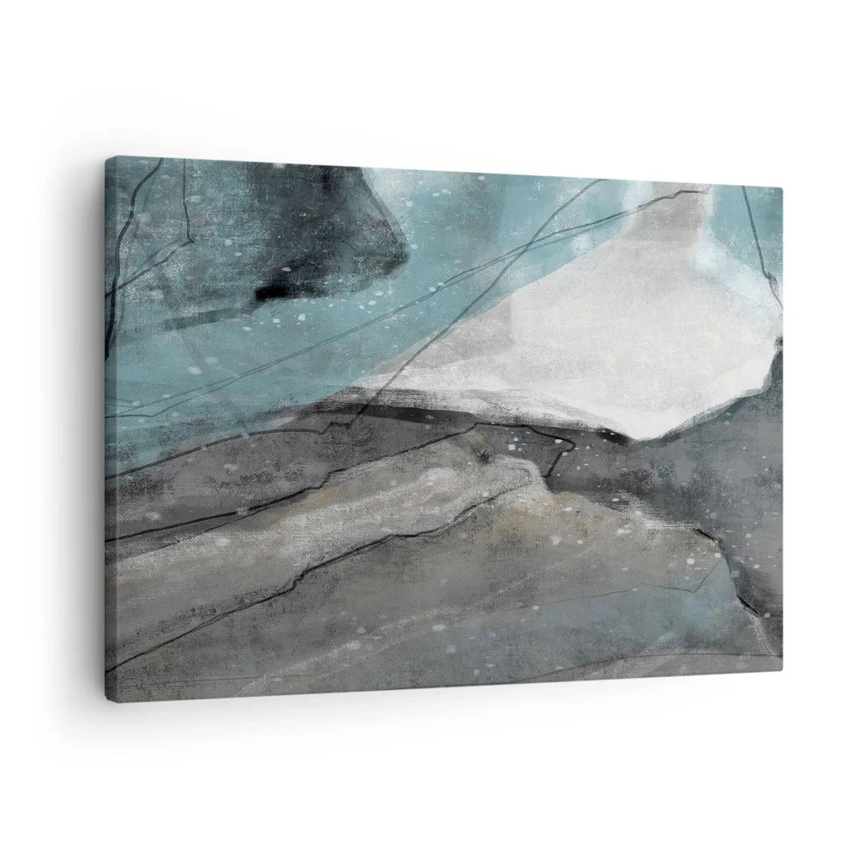 Obraz na plátne - Abstraktná kompozícia v odtieňoch sivej a modrej - 70x50cm - Abstrakcie: skaly a ľad - Moderná nástenná dekorácia do obývacej izby a spálne ARTTOR