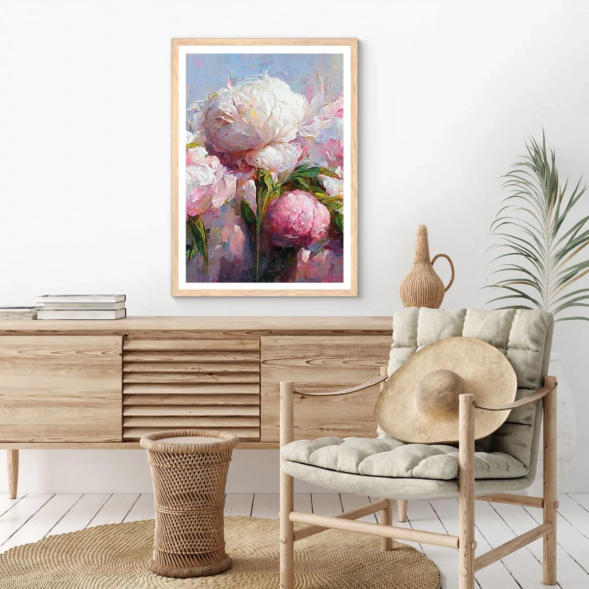 Plagát v ráme zo svetlého duba - Kytica prekypujúca životom - 70x100 cm