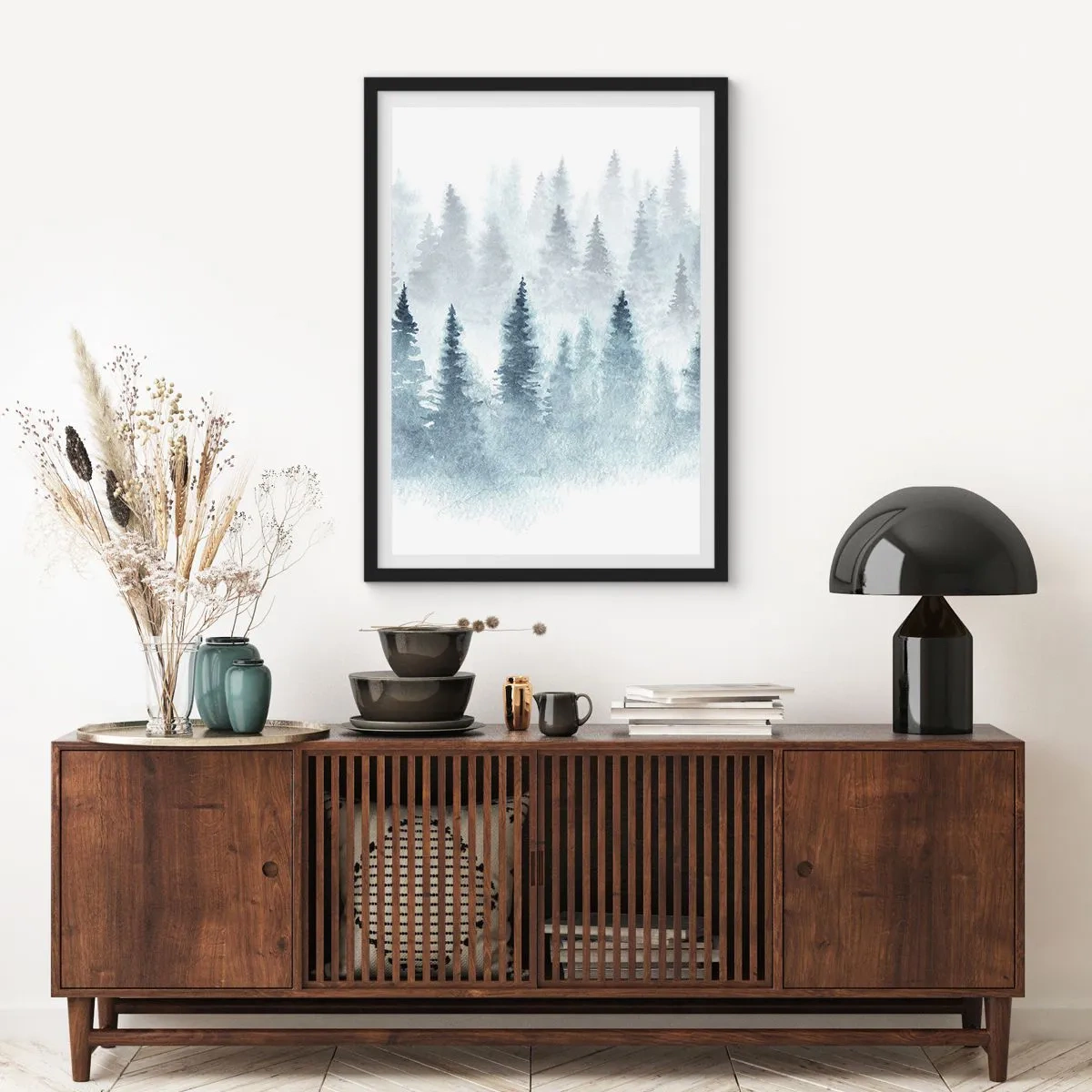 Plagát v čiernom ráme - Zahalené hmlou - 70x100 cm