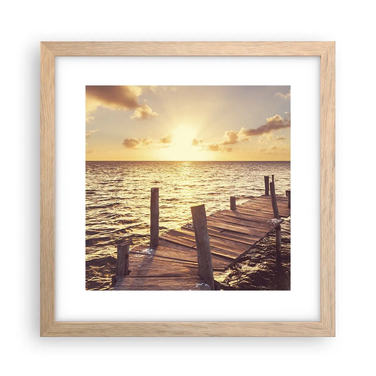 Plagát v ráme zo svetlého duba - Zlatá krajina láskavosti - 30x30 cm