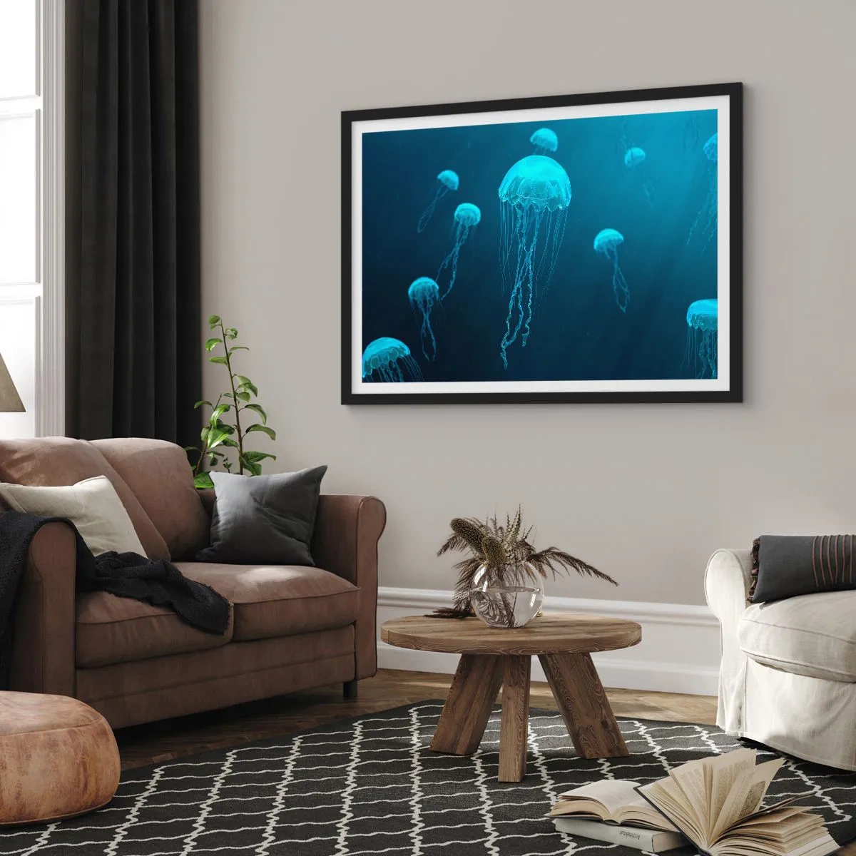 Plagát v čiernom ráme - Oceánsky tanec - 70x50 cm