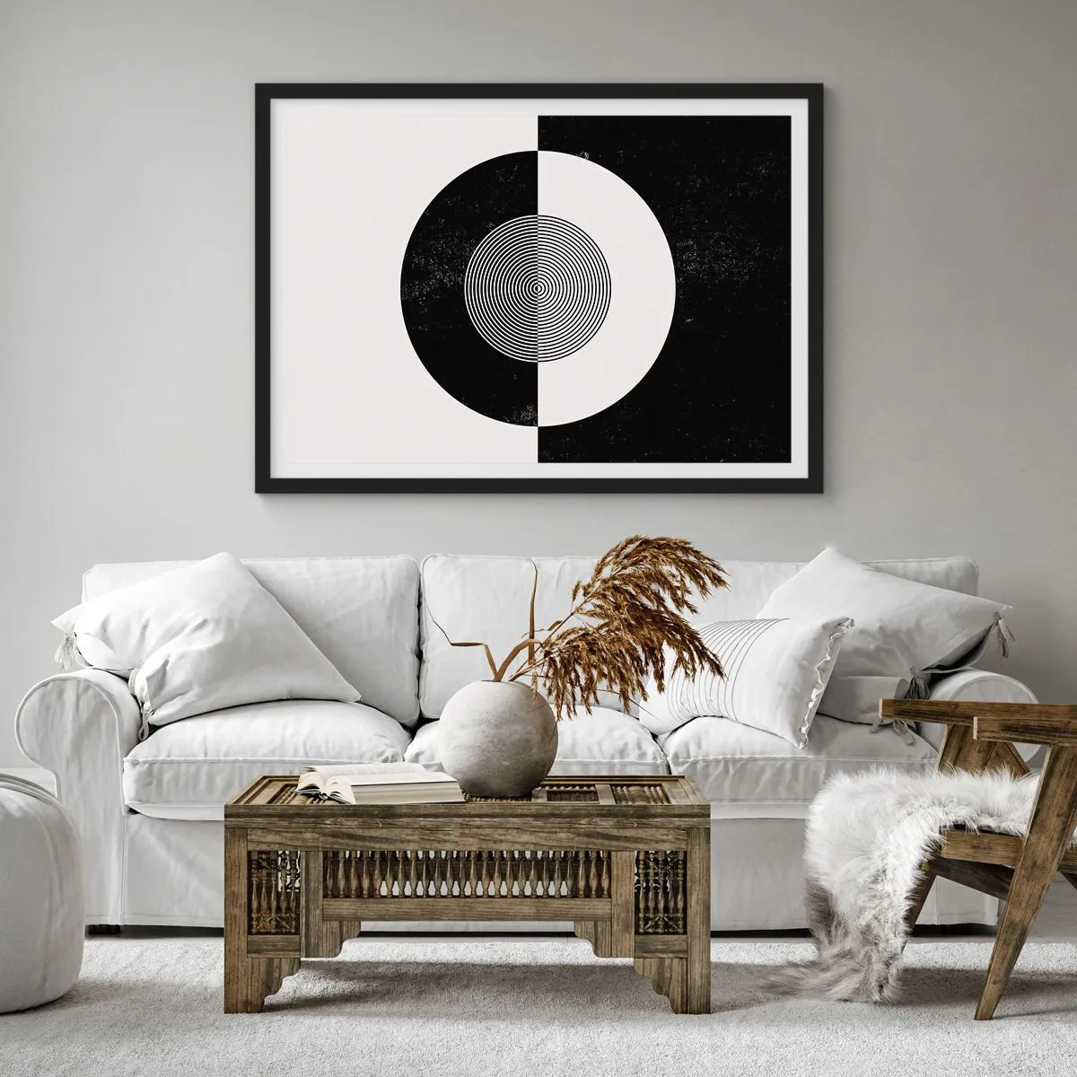 Plagát v čiernom ráme - Harmónia v čiernej a bielej - 100x70 cm