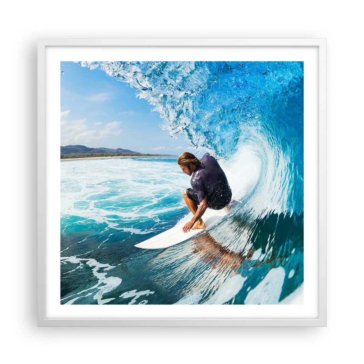 Plagát v bielom ráme - Tancujúci s vlnami - 60x60 cm