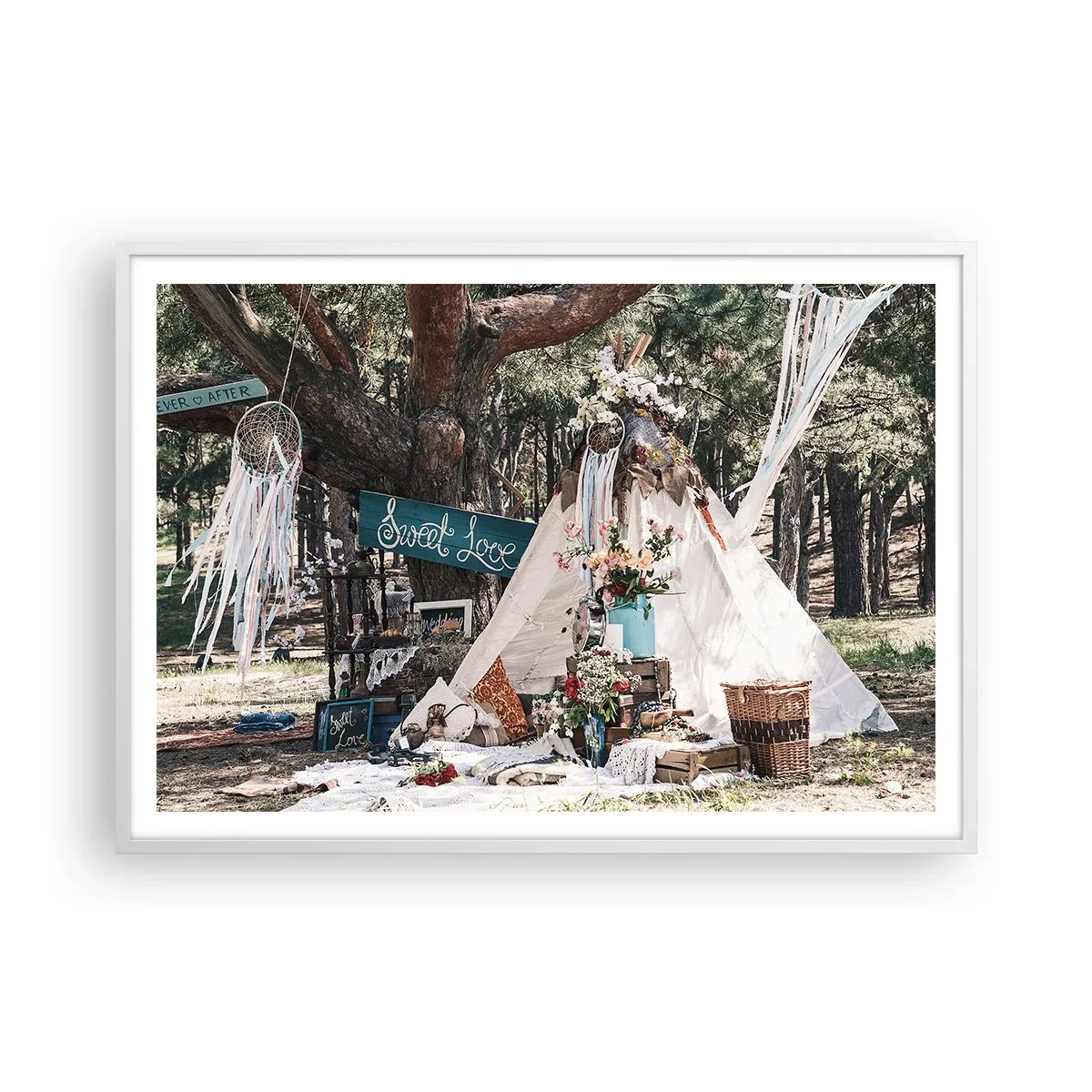 Plagát v bielom ráme - Make love… - 100x70 cm