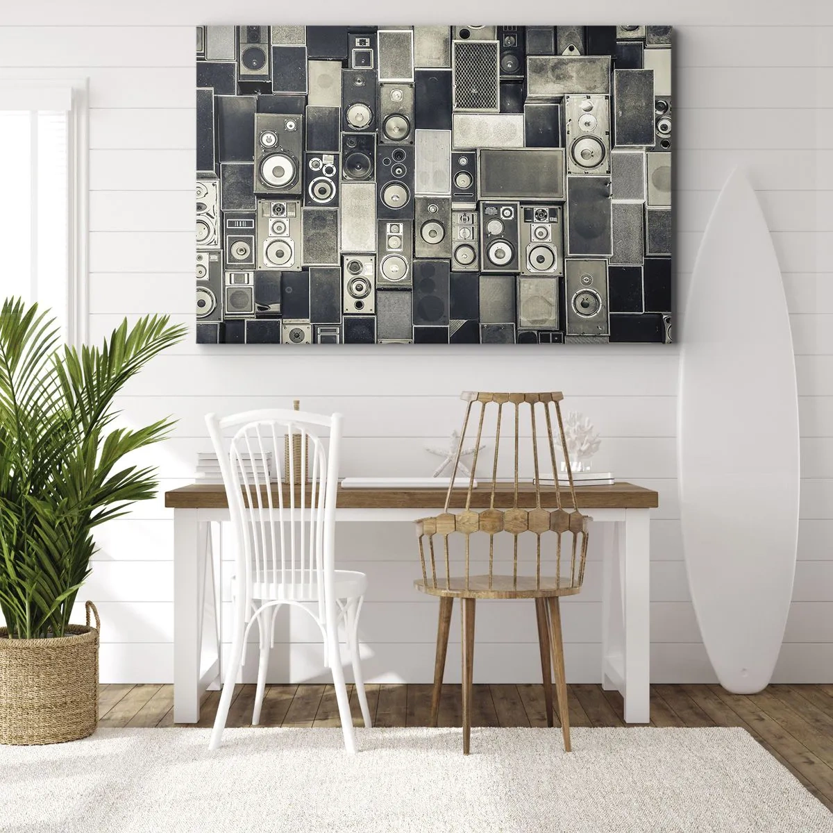 Obraz na plátne - Kolekcia reproduktorov v retro štýle - 70x50cm - A všetko je v pohode - Moderná nástenná dekorácia do obývacej izby a spálne ARTTOR