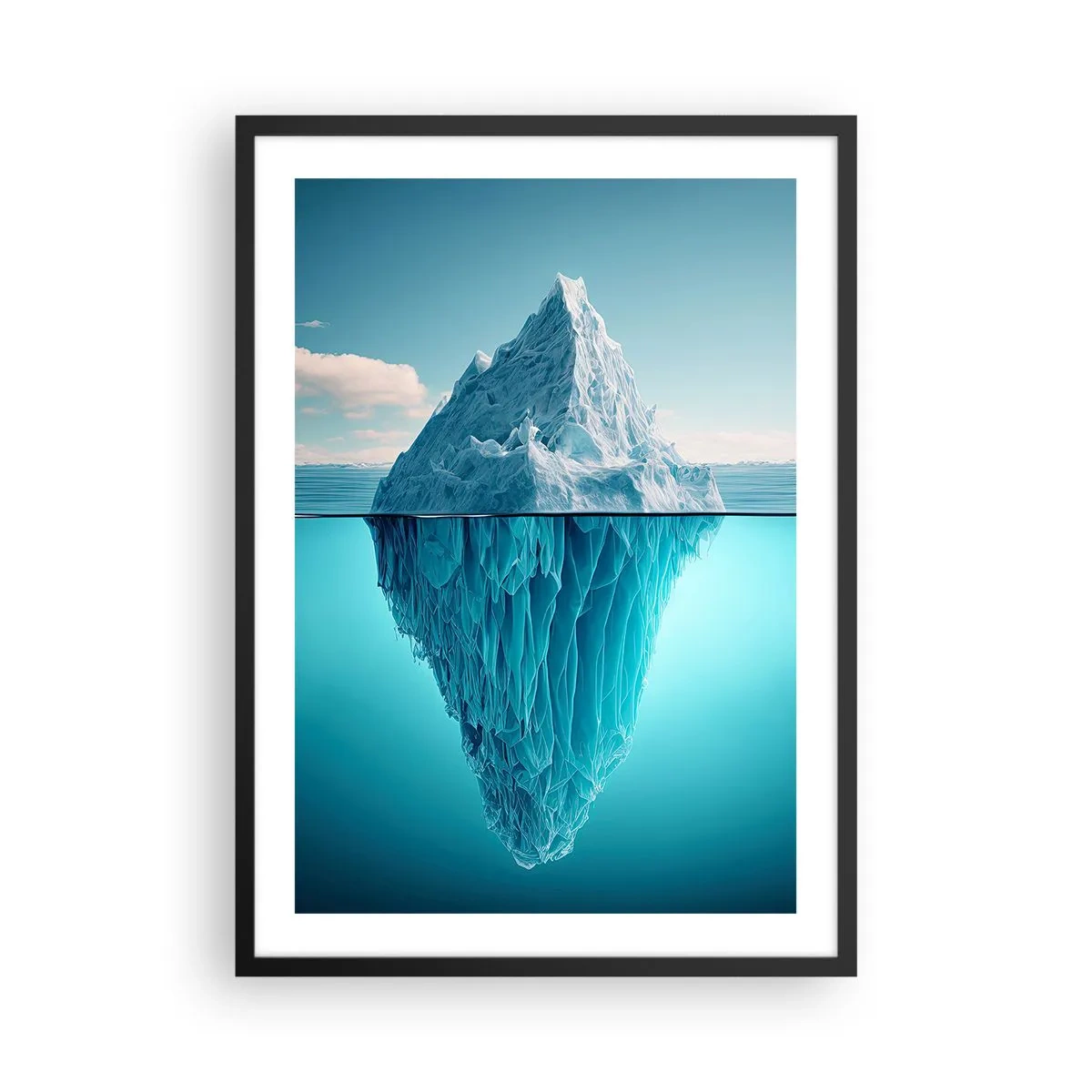 Plagát v čiernom ráme - Ľadovec s viditeľnou podvodnou časťou - 50x70cm - Ľadová kráľovná - Moderná nástenná dekorácia do obývacej izby a spálne ARTTOR