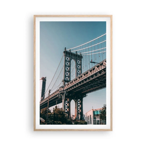 Plagát v ráme zo svetlého duba - Nad vlnami mesta - 61x91 cm
