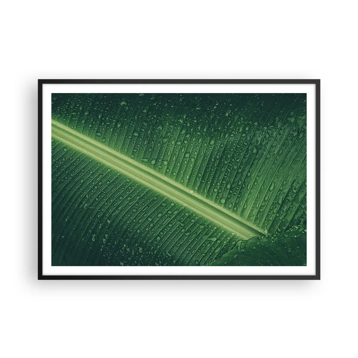 Plagát v čiernom ráme - Štruktúra zelenej - 100x70 cm