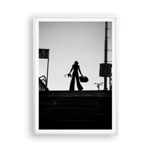 Plagát v bielom ráme - Mestská cesta - 70x100 cm