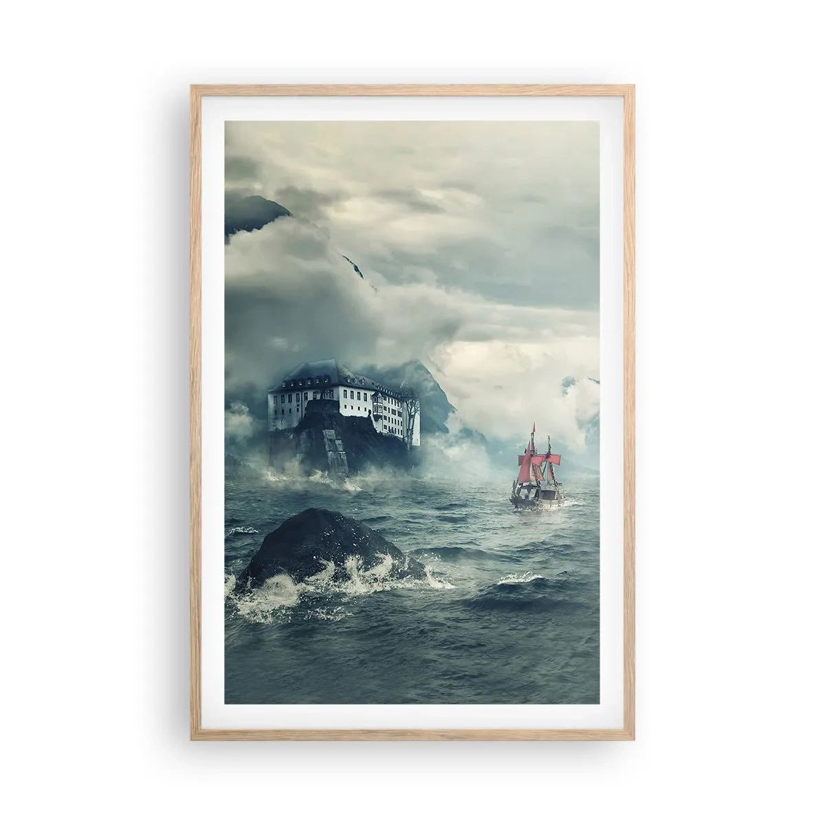 Plagát v ráme zo svetlého duba - V kúzelných vodách - 61x91 cm