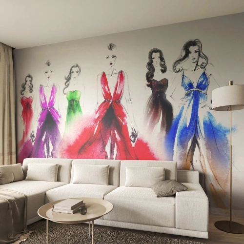 Fototapeta Standard Eco - Nálada na kostýmy - Módna prehliadka, Žena, Šaty - 400x280 cm