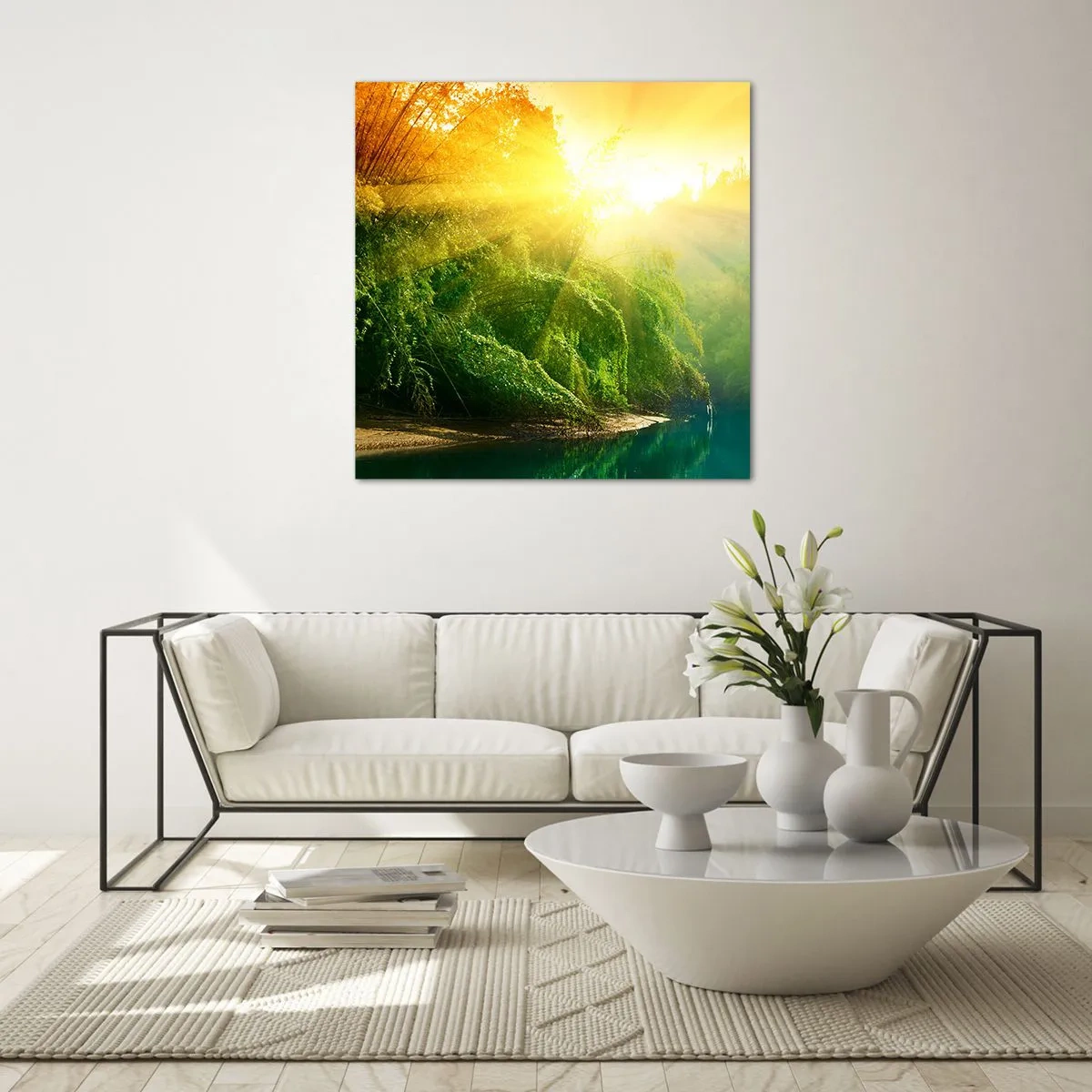 Obraz na skle - Utopiť sa v slnku a v tieni - 60x60 cm