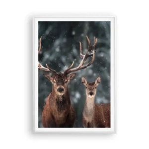 Plagát v bielom ráme - Pán lesa so svojou ženou - 70x100 cm