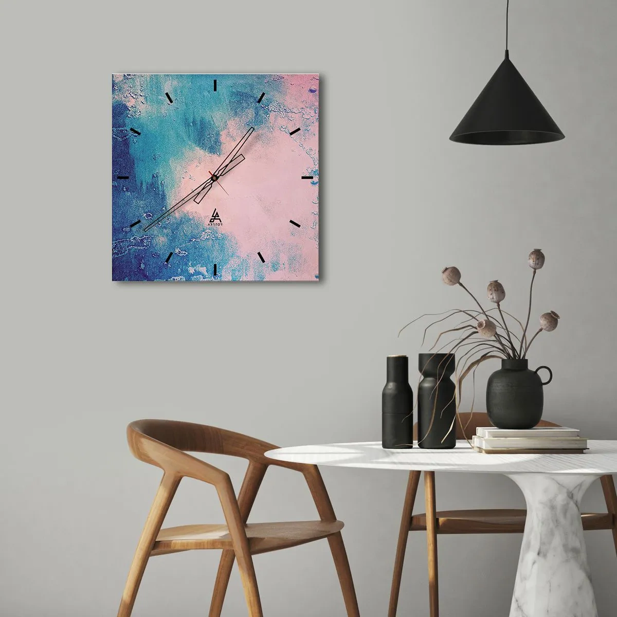 Nástenné hodiny - Modré objatie - 40x40 cm