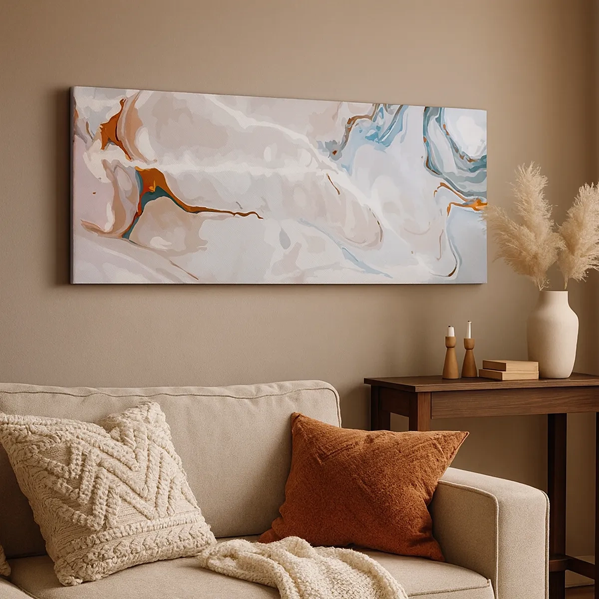 Obraz na plátne - Modré meandre pod bielou - 30x30 cm