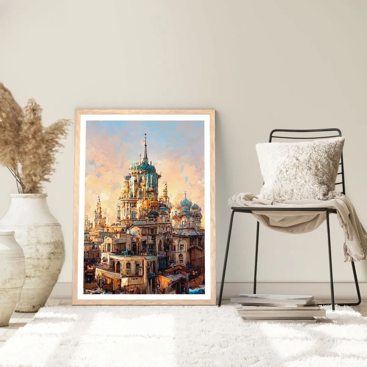 Plagát v ráme zo svetlého duba - Mesto miest - 40x50 cm