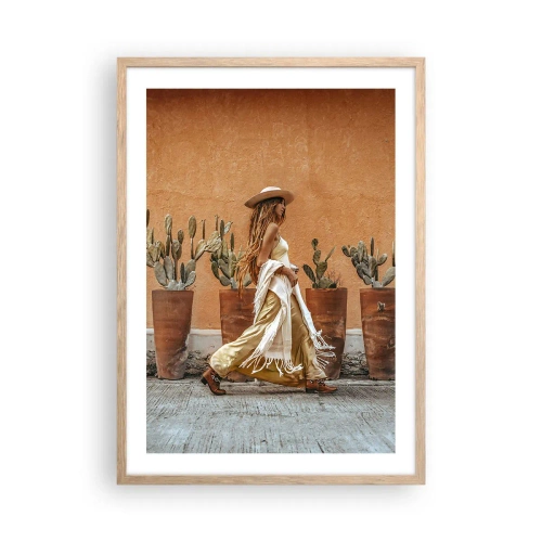 Plagát v ráme zo svetlého duba - V hippie štýle - 50x70 cm
